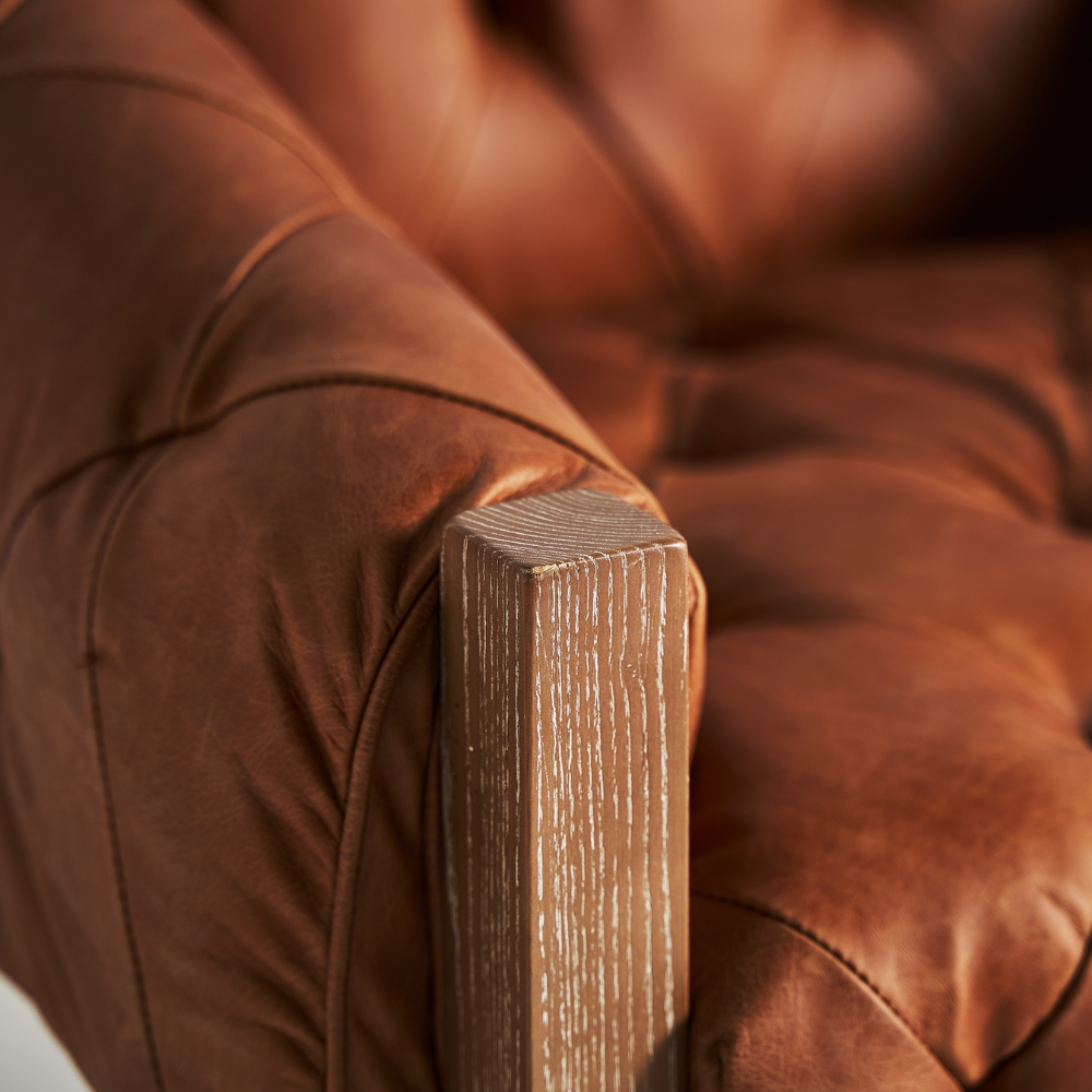 Branson Teak Leather Armchair - Image 3