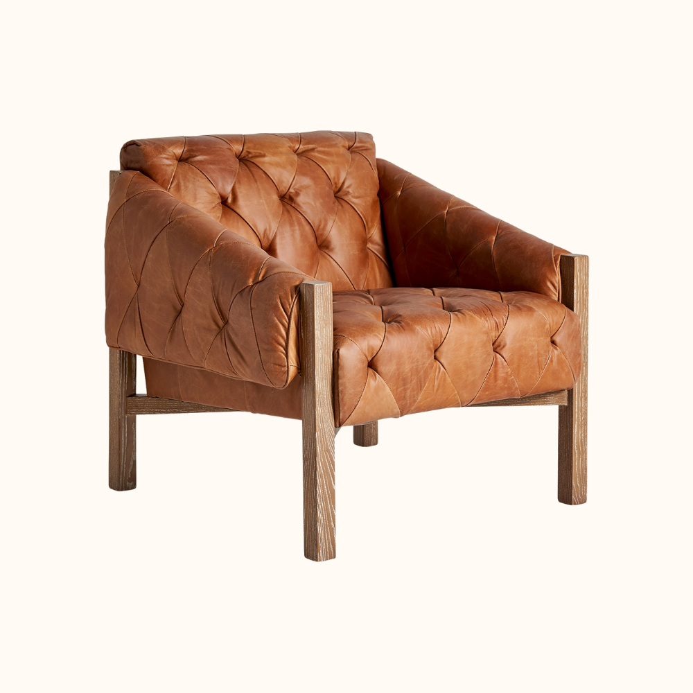 Branson Teak Leather Armchair