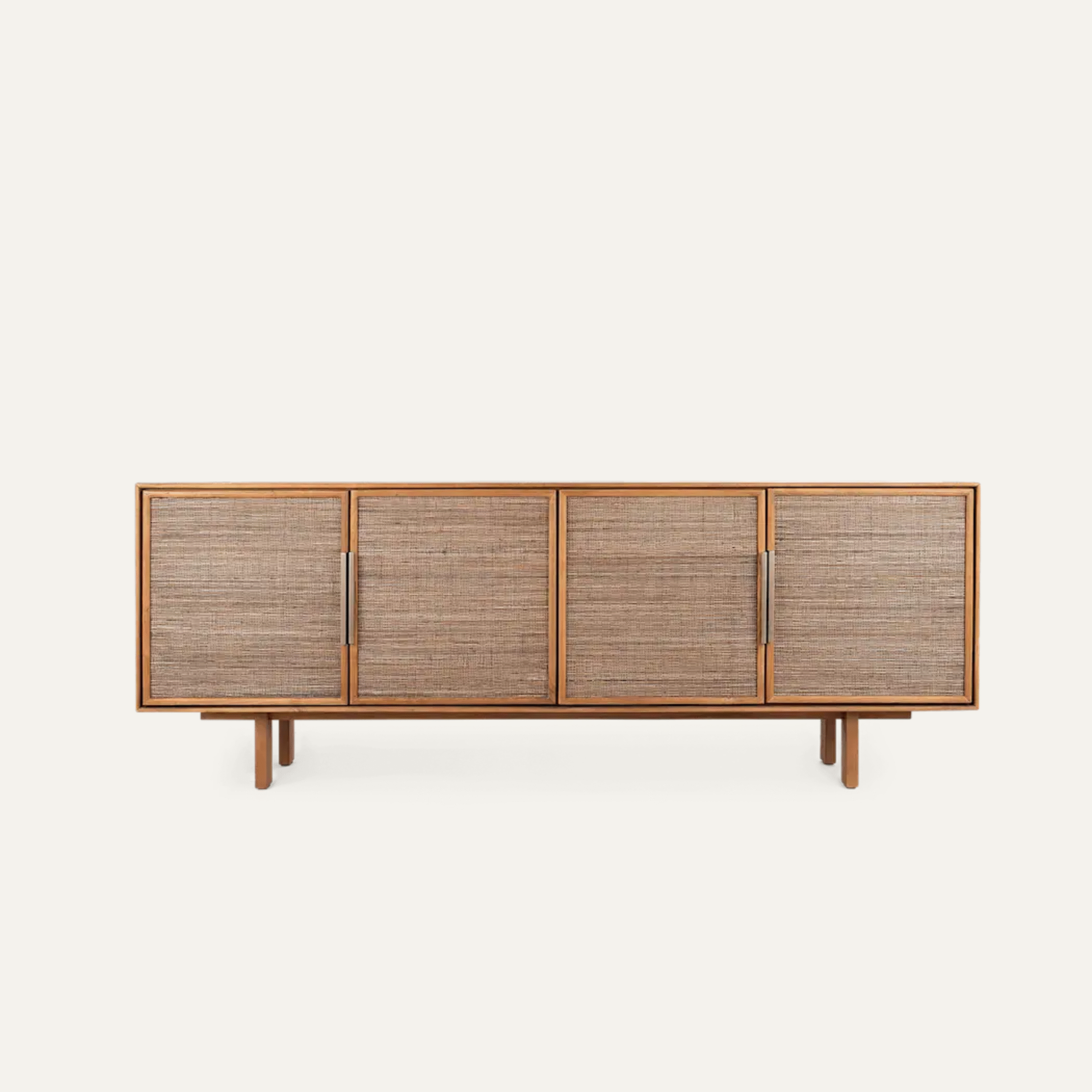 Rattan Panel Solid Wood Credenza - Image 3