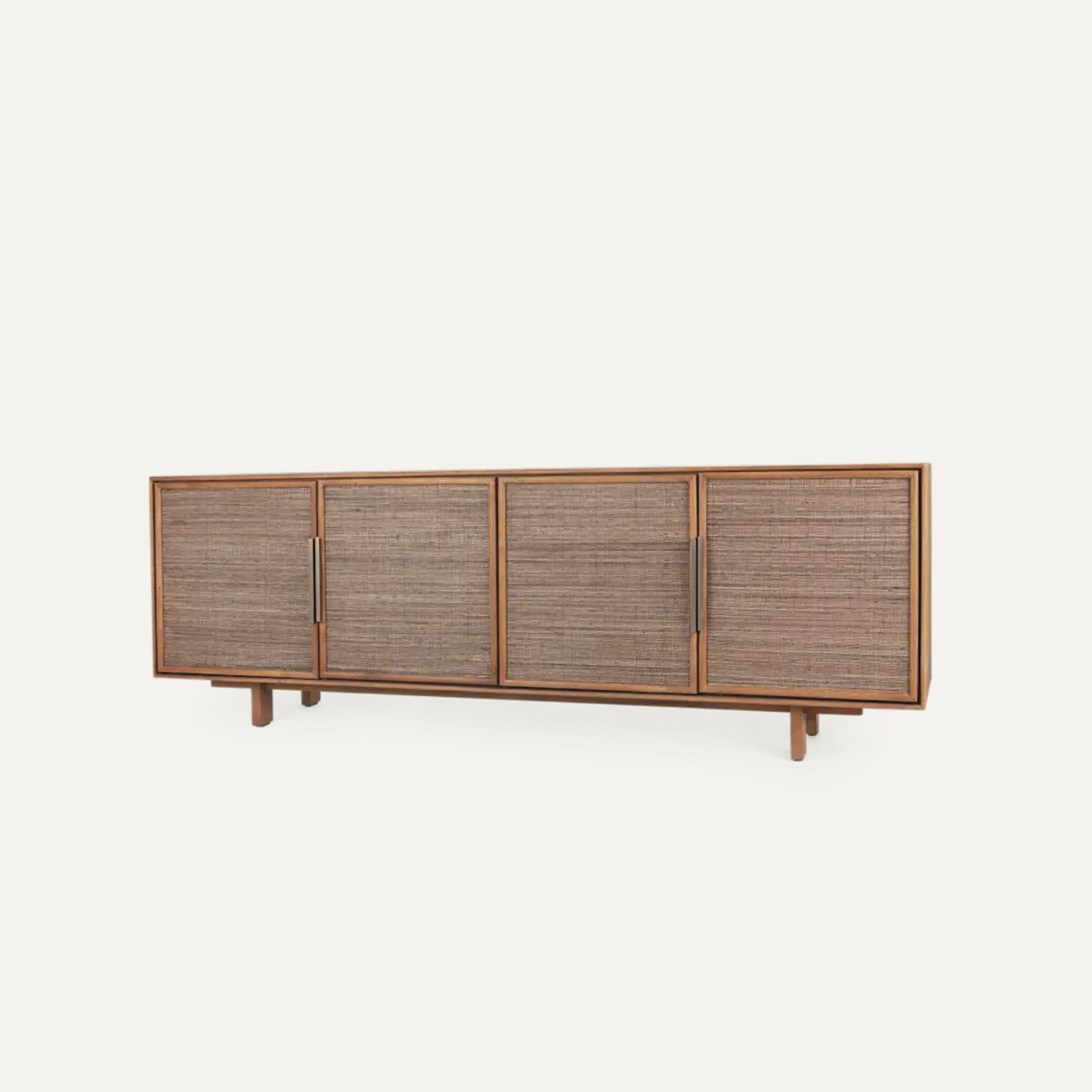 Rattan Panel Solid Wood Credenza